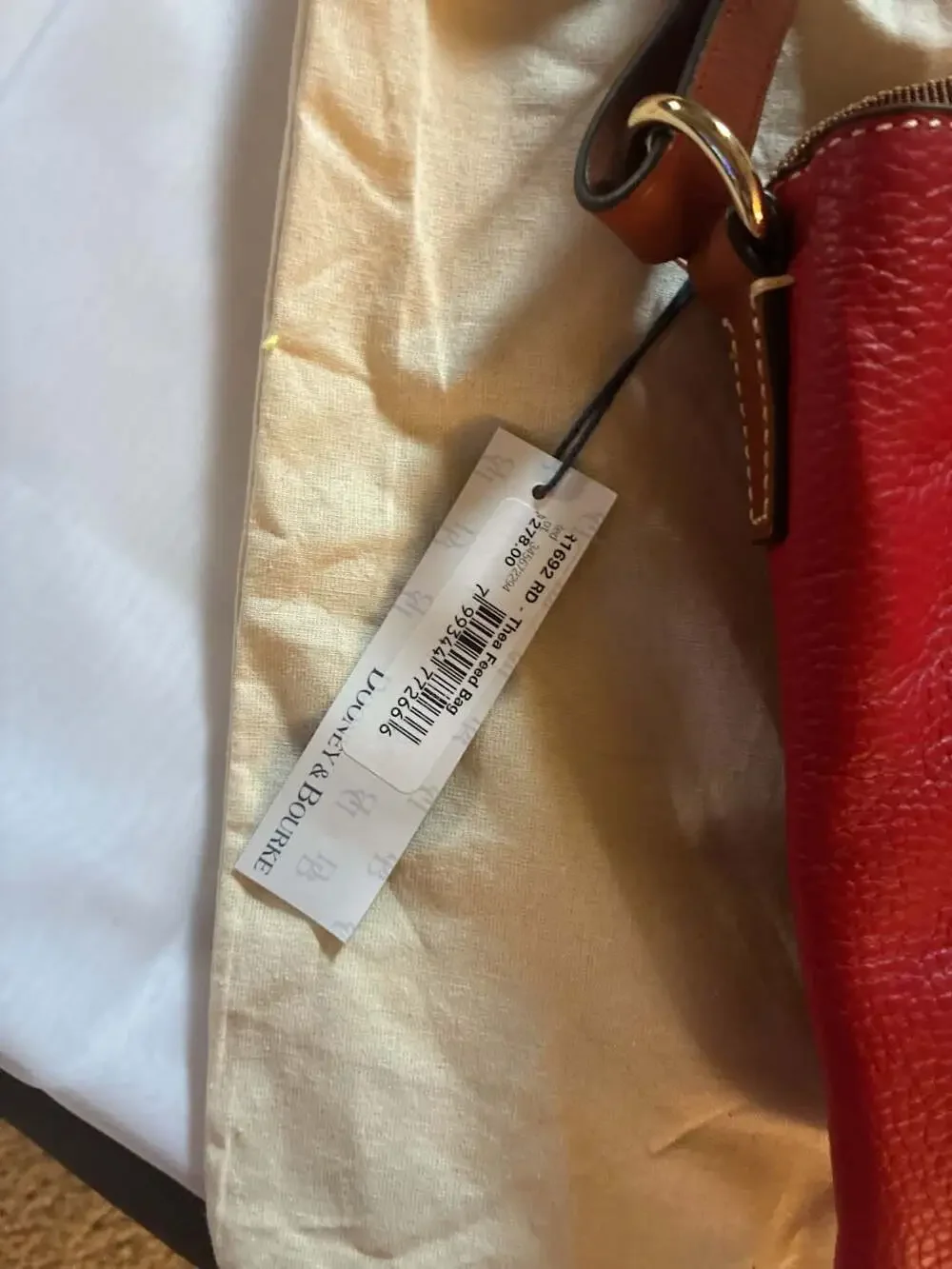 Dooney & Bourke Thea Feed Bag in Red Pebble Grain Leather